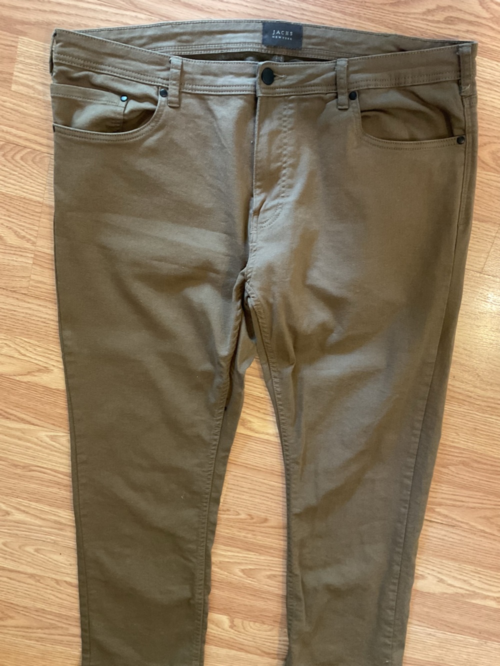 JACHS NEW YORK MENS 40x29 JEANS TWILL OLIVE GREEN STRAIGHT LEG STRETCHY